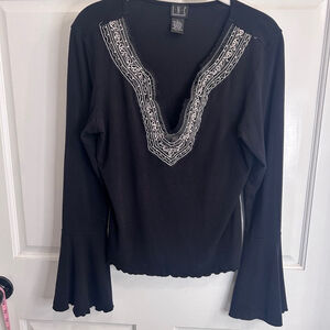 Women's INC Black Blouse, Size L